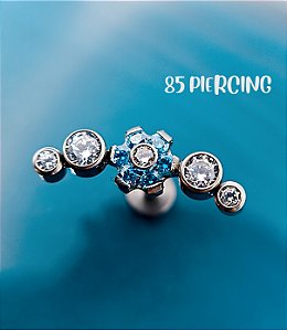 CLUSTER FLOR ZIRCÔNIAS AZUIS TITÂNIO