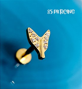 LBT RABO DE SEREIA ZIRCONIAS CRAVEJADAS TITÂNIO GOLD PVD