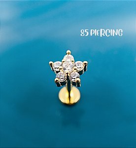 LBT FLOR AÇO ZIRCÔNIA CRISTAL GOLD PVD