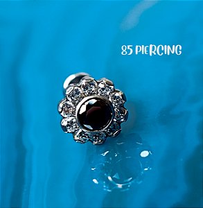 LBT FLOR 10 PÉTALAS TITÂNIO ÔNIX ZIRCÔNIAS