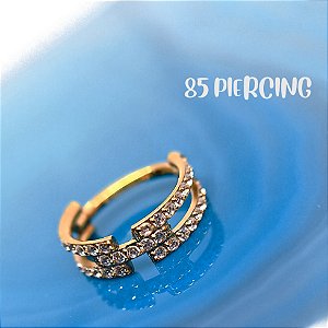 SEGMENTO DUPLO ZIRCÔNIAS CRAVEJADAS TITÂNIO GOLD PVD