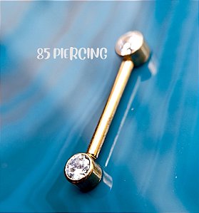 BARBELL AÇO ZIRCÔNIA PUSH PIN GOLD PVD
