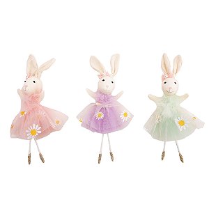 COELHINHAS DECORATIVAS SHINE ROS/LIL/VRD 20X9X4CM 1019060