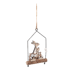 ENFEITE DECORATIVO COM COELHO MARFIM 15X10X1CM 1826675
