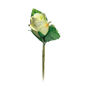 ROSA MARFIM COM FOLHAS VERDES 11CM CROMUS 1820372