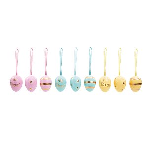 PACOTE COM 9 OVOS DESENHADOS ROS/AZL/AMA 4X3X3CM 1013763