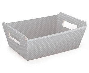 CESTA CARTÃO CRISTALINO PRATA 27X18X9CM 252570 OPORTUNIDADE