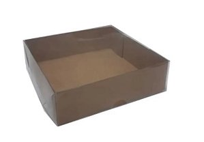 CAIXA DE PAPEL C/TAMPA TRANSPARENTE Nº5 KRAFT 14X14X04 10UND