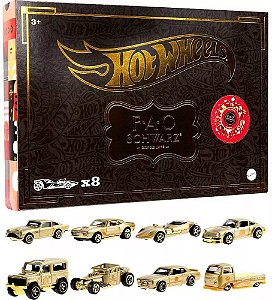 Hot Wheels Set FAO Schwarz Gold Vehicles 160th Anniversary 8-Pack