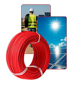 Cabo fotovoltaico 6mm energia Solar 200 metros vermelho