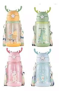 Garrafinha Com Canudo Squeeze Infantil Alce Bebe Alça