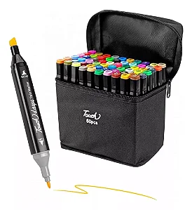 Kit Com 60 Canetas Coloridas Artisticos Permanentes Ponta Dupla