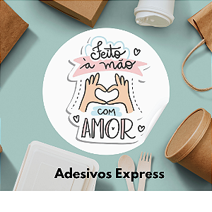 Adesivos feito a mão com amor 1.000 unidades