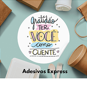 Adesivos gratidão ter você como cliente fundo branco  1.000 unidades