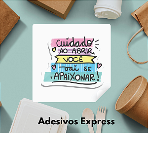 Adesivos cuidado ao abrir vai se apaixonar quadrado 1.000 unidades