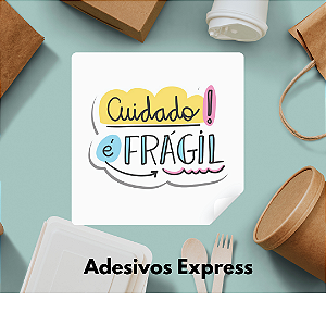 Adesivos cuidado é frágil quadrado 1.000 unidades
