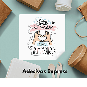 Adesivos feito a mão com amor quadrado 1.000 unidades
