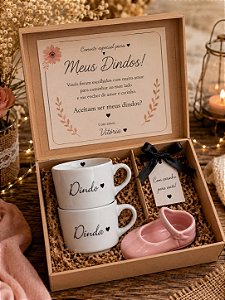 Kit Convite Dindos com 2 Canecas Porcelana