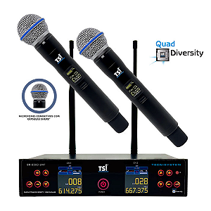 Sistema de Microfone Sem Fio BR-8500-UHF Sem Fio com 300 Canais e True Diversity