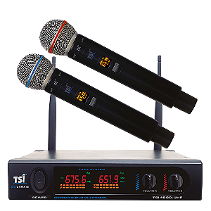 Sistema de Microfone Sem Fio TSI-1200-UHF com Receptor Digital, 96 Canais UHF e Tecnologia Ghostless