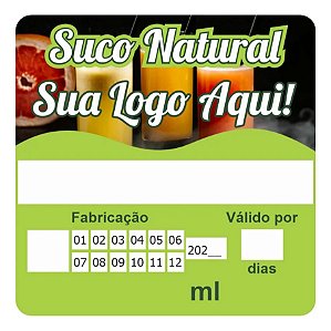 1000 Rótulo Suco Natural 4x4 Adesivo Logotipo Personalizado