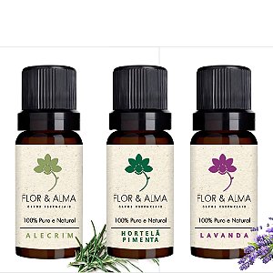 Kit Mais Pedido 3 óleos essenciais Alecrim Lavanda e Hortelã Pimenta