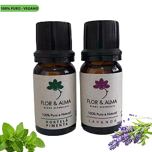 Kit Especial com 2 óleos essenciais 10ml Lavanda e Hortelã Pimenta