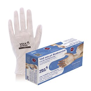 Luva de Vinil Volk Medical Saúde S/Pó Certificada Anvisa Com 100 Unidades CA 21088