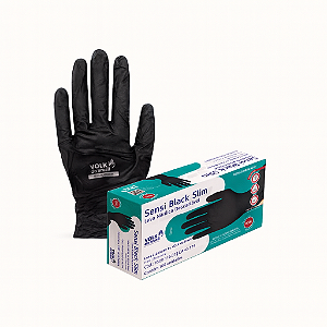 Luva Nitrílica Descartável Sensi Black Slim s/Pó c/100 CA 43174
