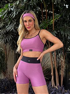Conjunto Fitness Equador Rosa e Preto