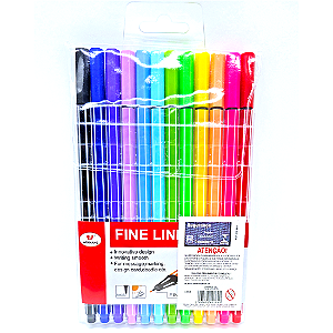 Kit Caneta Ponta Fina 12 Cores