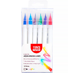 Kit 12 Canetas de Pintura Profissional com Ponta Pincel