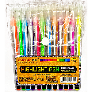 Conjunto de Caneta Esferográfica Neon - 12 Cores