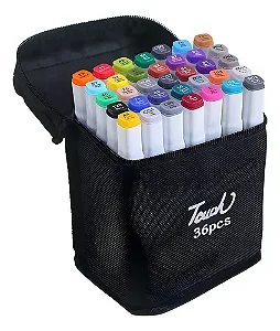 Conjunto de Canetas Permanente Marcador Ponta Dupla 36 Cores - Touch