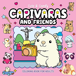 Livro De Colorir Capivaras Cute e Cozy