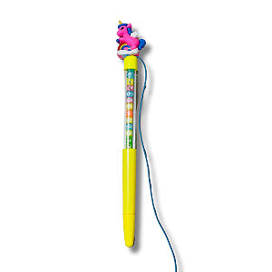 Caneta Unicórnio Gel 0.38mm com Miçangas Coloridas
