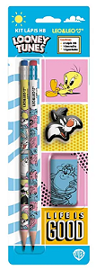 Kit Lápis HB Looney Tunes 4 peças Leo e Leo