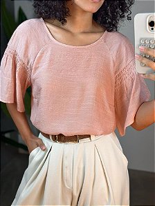 Blusa Fem Tecido M/C  G2723 Rosa