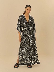 Farm Vestido Borbolina Longo 337557 Preto