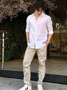 C.Basic Calca Masc Chino F25ja050 Bege Claro