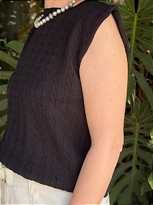 Debora Perin Tricot Fem. M/L, M/C. Alca Dp5230 Preto