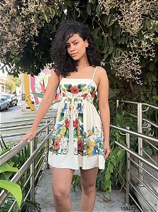 Farm Vestido Curto 345366 Bege Crema