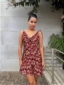 Farm Vestido Curto 346377 Vermelho Queimado