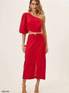 Hit Vestido Midi J26054 Vermelho