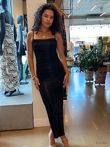 Manaca Vestido Midi Ve316 Preto