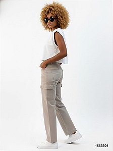 Peoples Calca Fem Wide Leg Jeans E Color,Social 206001 Camursa