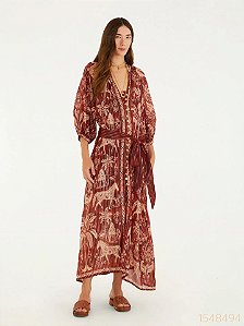 Farm Vestido Midi 347117 Vermelho Queimado