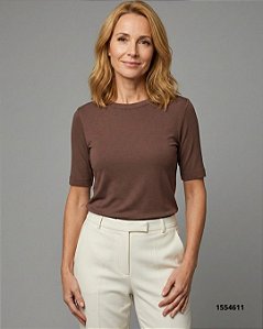 Hit Blusa Fem Malha M/C  Q26022i Marrom