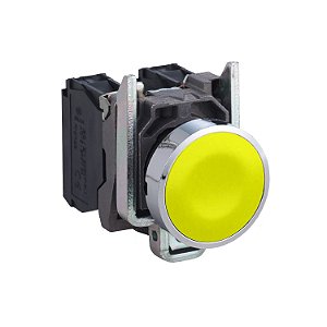 Botão 22mm metálico retorno por mola amarelo 1NA XB4BA51 Schneider