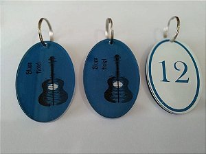 Chaveiro para quarto com logo e numerado tamanho 7 x 5 cm